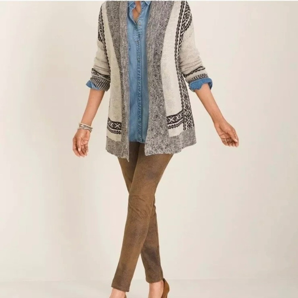NEW Chico's Ultimate Fit Faux Suede Slim Pants Women 3 XL Brown Worn Luggage - Picture 3 of 13